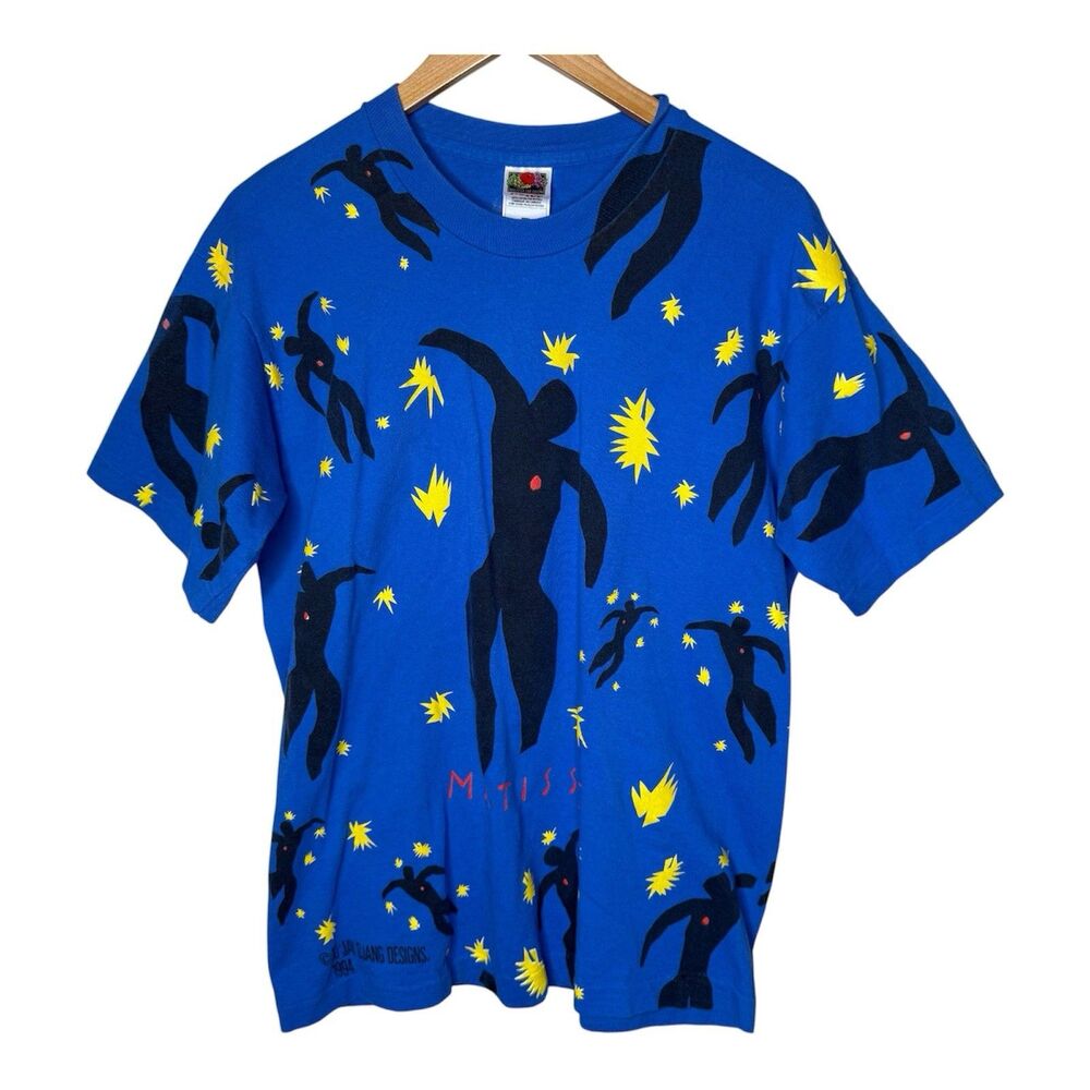 Vintage 90s Matisse Icarus Shirt Art Single Stitch AOP Large USA  All Over Print